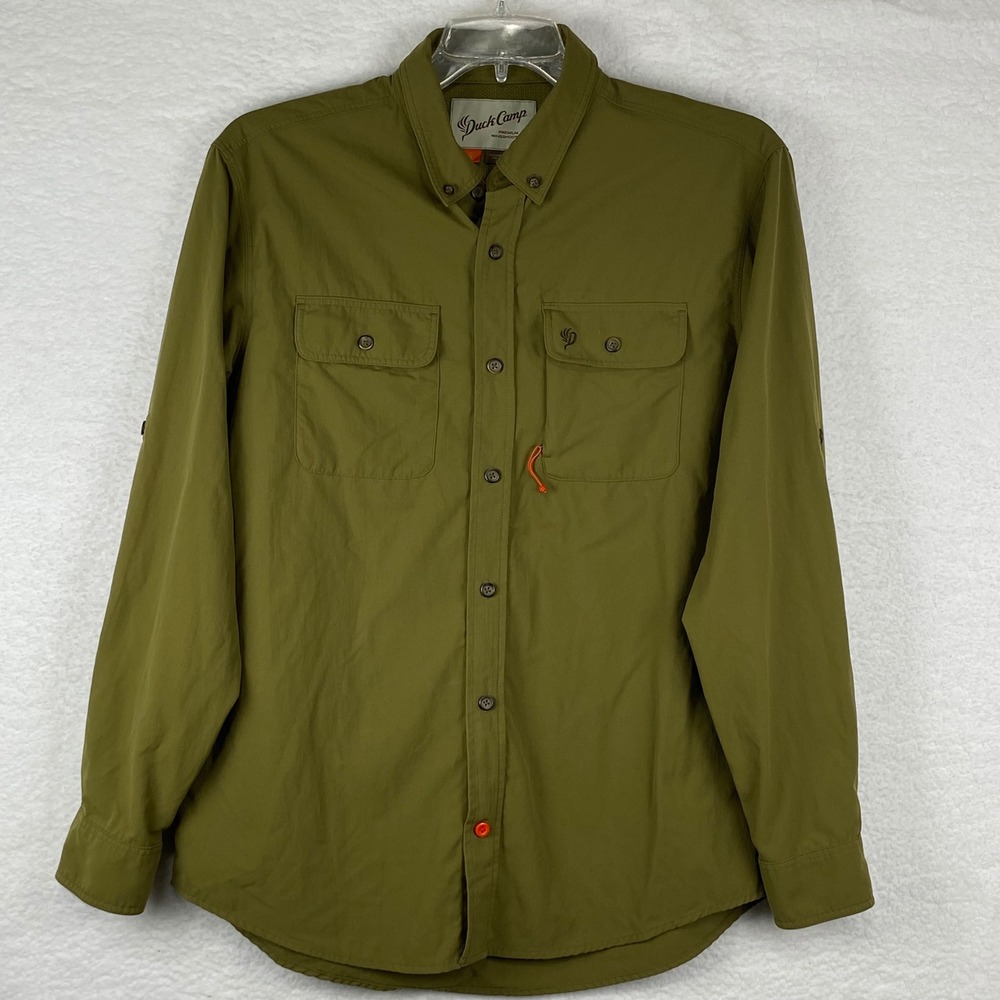 Duck Camp Wingshooting Shirt Mens Large Olive Green Vented Hunting Long Sleeve